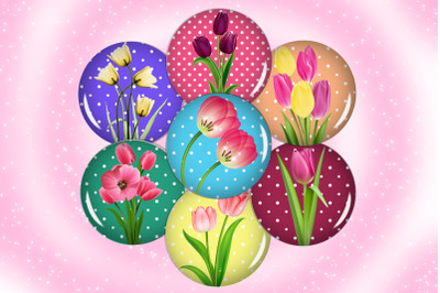 Flowers Digital Collage Sheet,Tulip images,Romantic Images