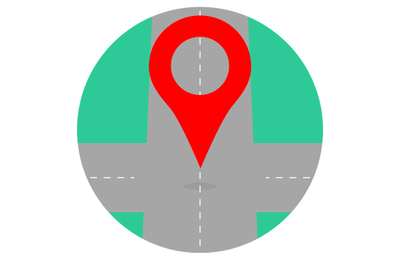 Gps icon pin crossroad