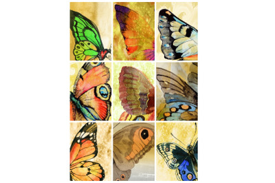Gold Butterflies Tags Digital Collage Sheet