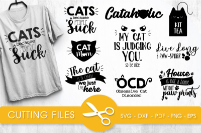 Cat Sarcastic Bundle cutting files, svg, dxf, pdf, eps included - cut