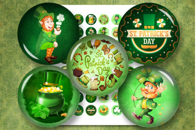 St.Patrick&#039;s Day Digital Collage Sheet,St Patrick Circles,