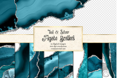 Teal and Silver Agate Borders