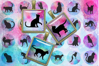 Cats Silhouette Digital Collage Sheet&2C;Cats Silhou