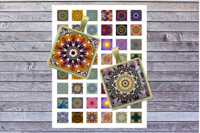 Mandala, Kaleidoscope Images, Digital Collage Sheet, Squares