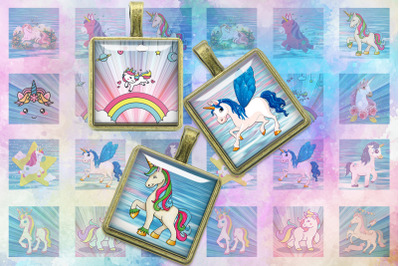 Unicorns,Unicorn Digital Collage Sheet,Square images,Unicorn