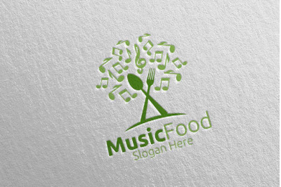 Music Healthy Food Logo for Restaurant or Cafe 9