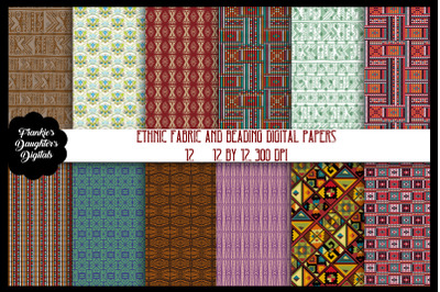 Ethnic Fabric &amp; Beading Digital Paper