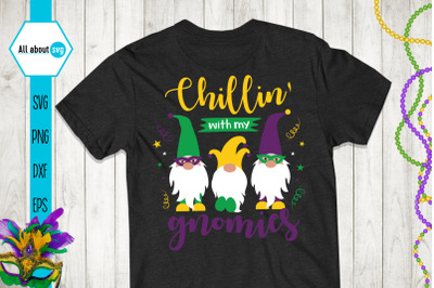 Chillin With My Gnomies Svg, Mardi Gras Gnomes Svg