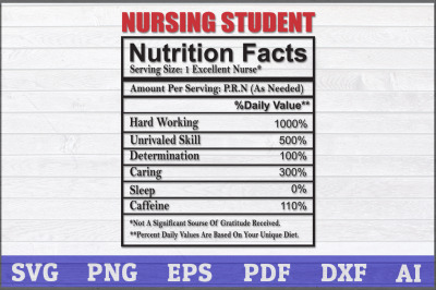 Nursing Student Nutrition fact svg, Nurse svg, Nurse Nutrition