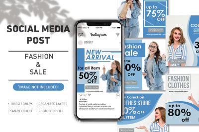Social Media Post - Blue fashion sale collection template
