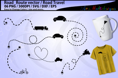 Road trip svg graphics &2F; road travel dotted line svg