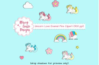 Unicorn Love Enamel Pins Clipart