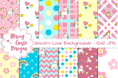Unicorn Love Pattern Backgrounds