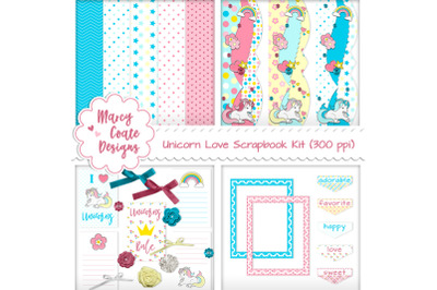 Unicorn Love Digital Scrapbook Kit