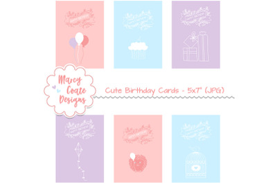 Cute Printable Birthday Cards 5x7 inches