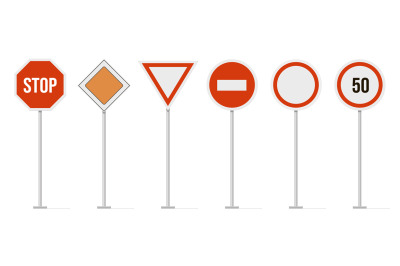 Highway road signs. Traffic road, highway speed street sign, restricte