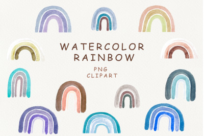 Watercolor pastel rainbow clipart