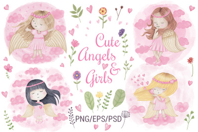 Angel Girl Wings Heart Love Baby Greeting Card Cartoon Hero