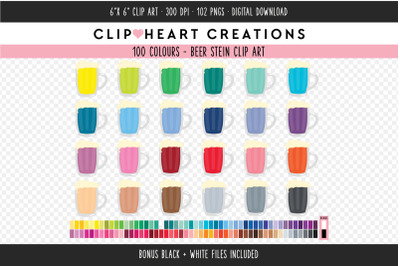 Beer Stein Clipart - 100 Colours