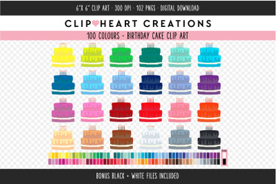 Birthday Cake Clipart - 100 Colours