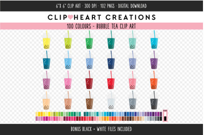 Bubble Tea Clipart - 100 Colours
