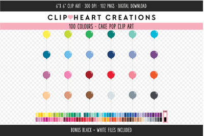 Cake Pop Clipart - 100 Colours