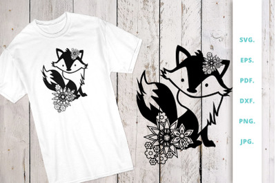 1. Floral Cute Fox svg file, Fox Cut File dxf