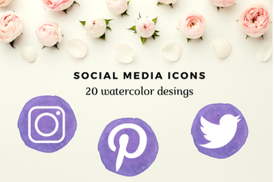 20 Light Purple Social Media Icons