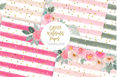 Pink Floral Digital Paper Pack&2C; Wedding Paper Pack