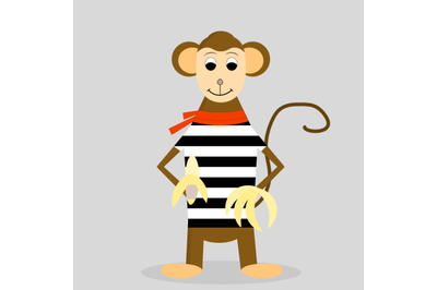 Cartoon monkey with banana