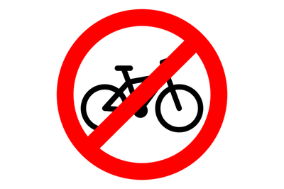 Bike ban sign