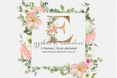 Blush Watercolor Floral Frame Collection &amp;amp; Alphabet