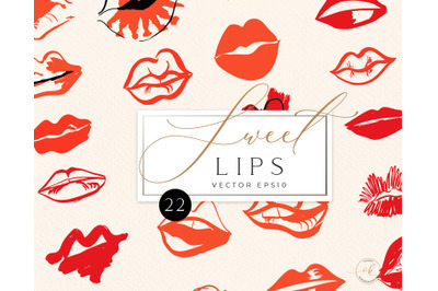 Vector Lips individual clipart  Kiss silhouette EPS Vale
