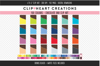 Chocolate Bar Clipart - 100 Colours