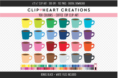 Coffee Cup Clipart - 100 Colours