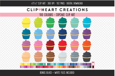 Cupcake Clipart - 100 Colours