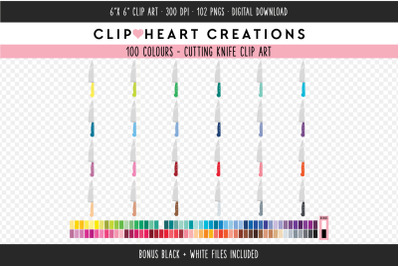 Cutting Knife Clipart - 100 Colours