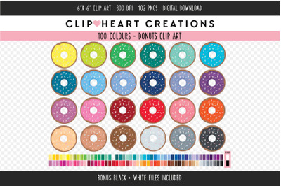 Donut Clipart - 100 Colours
