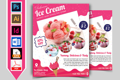 Ice Cream Shop Flyer Template Vol-01