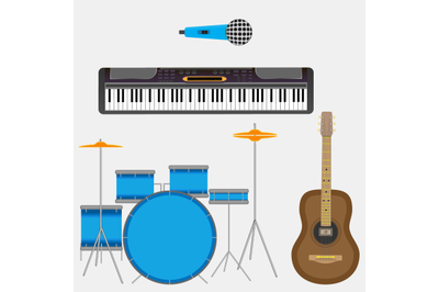 Musical instruments guitar and synthesizer