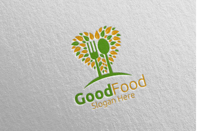 Healthy Food Logo Template for Restaurant or Cafe 37