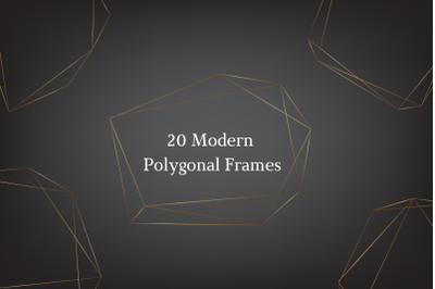 Elegant Modern Gold Polygonal Frame Clipart, Thin and Elegant Frames