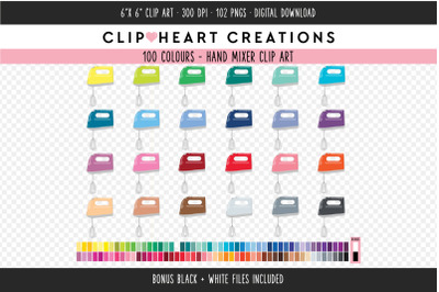 Hand Mixer Clipart - 100 Colours