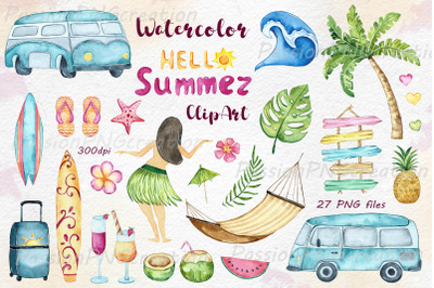 Watercolor Summer Clipart