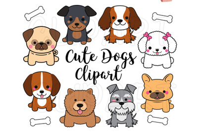 Dogs Clipart, Dogs Clip Art, Cute Puppy Clipart, Kawaii Dogs Clipart,