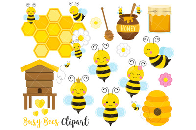 Busy Bee Clipart, Bees, Bee Hive Clipart, Honey Clipart, Flowers,