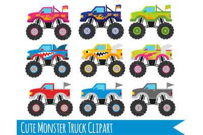 Monster Truck Clipart, Monster Trucks, Trucks clipart, Cute trucks,