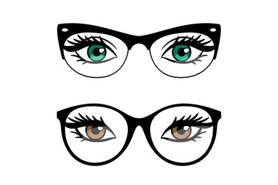 Female eyes and business style glasses