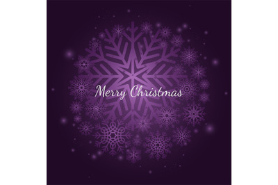 Purple winter snowflake Christmas background with vector snowflakes