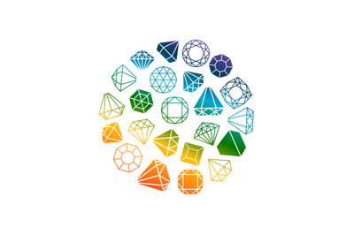 Diamonds icons round banner